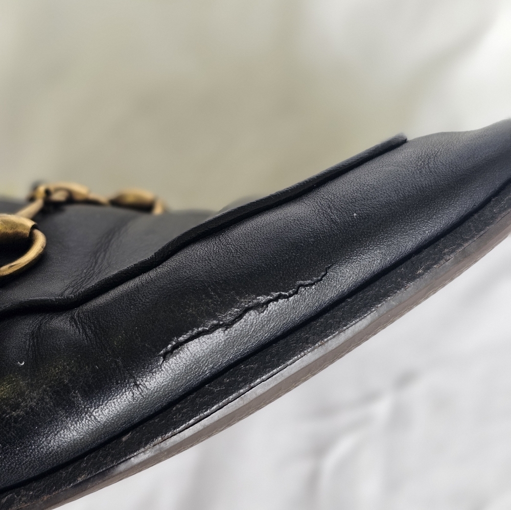 Gucci Jordaan Women's Loafers Black Leather Shoes Luxury Prep - Size 36 - Picture 10 of 14